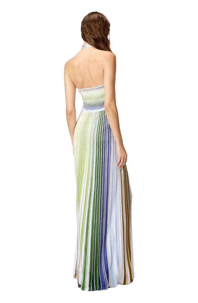 Missoni Long Striped Dress With Sequins And Neck Fastening, Alternate, color, 