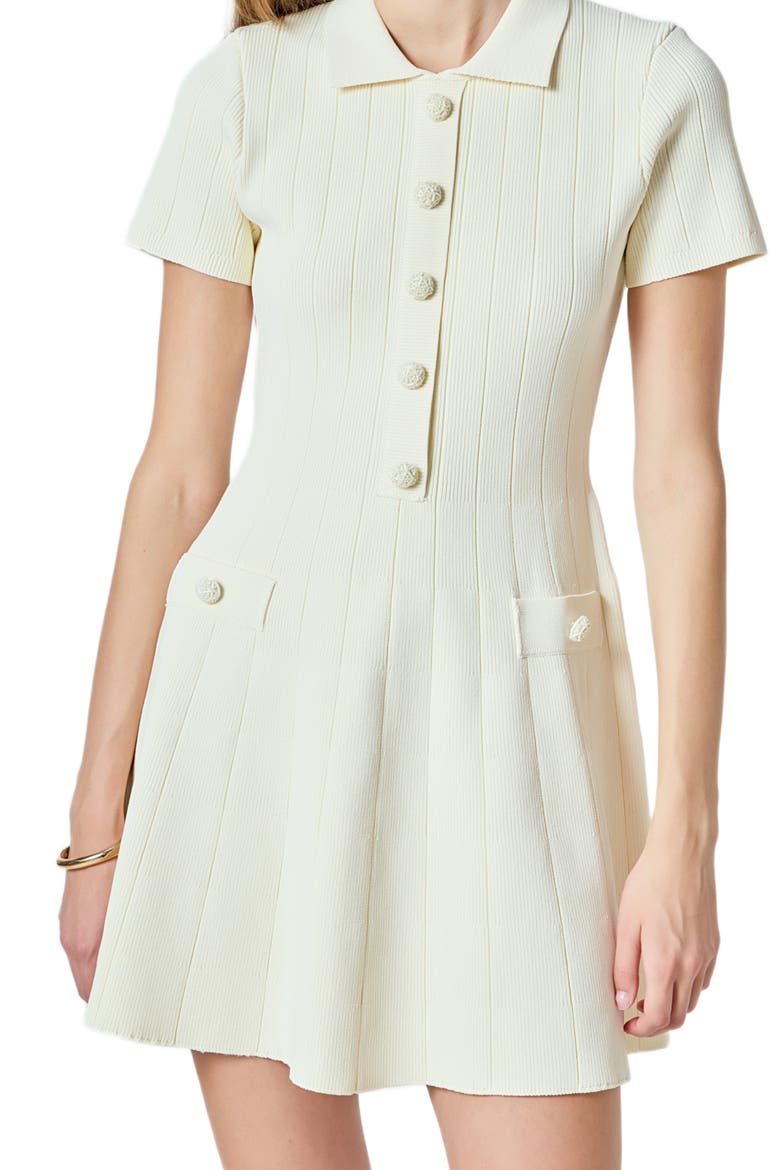 Fit & Flare Knit Minidress, Alternate, color, IVORY