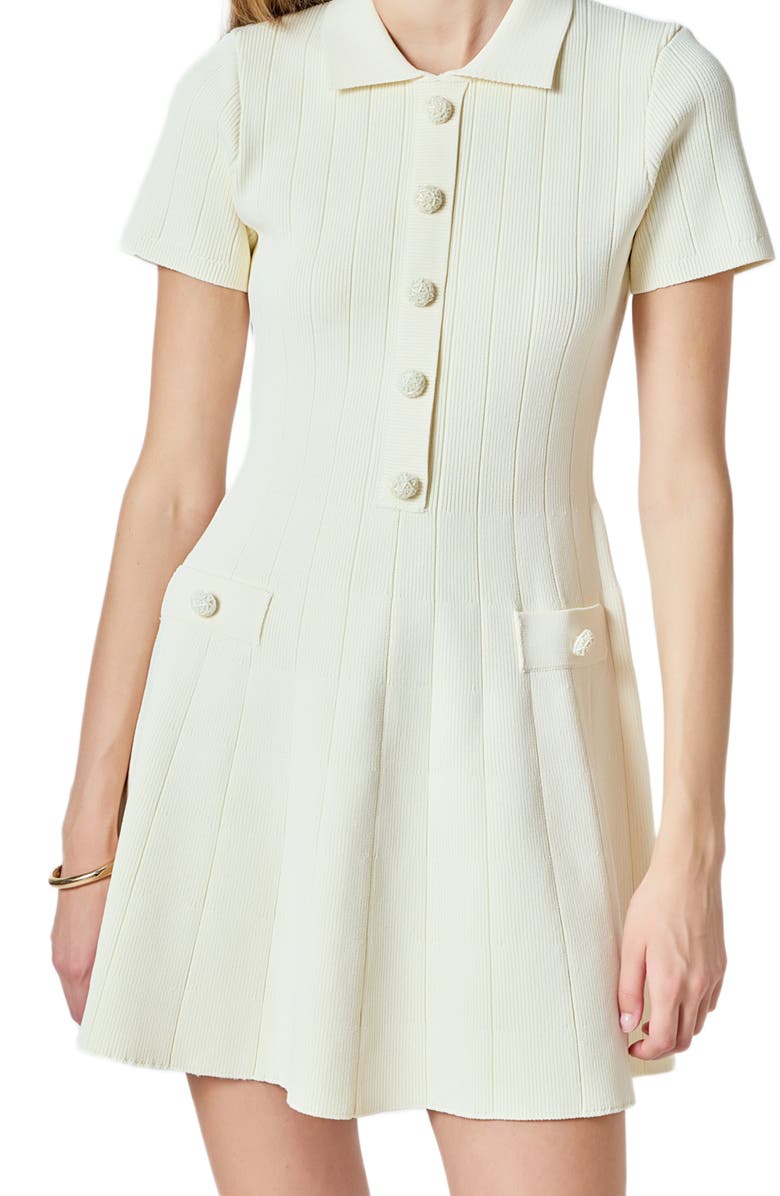 Endless Rose Fit & Flare Knit Minidress, Alternate, color, Ivory