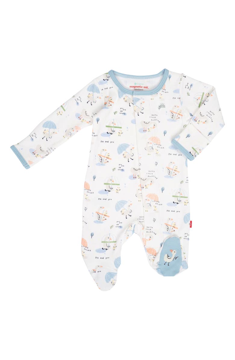 Magnetic Me Little Duckling Organic Cotton Magnetic Footie, Main, color,