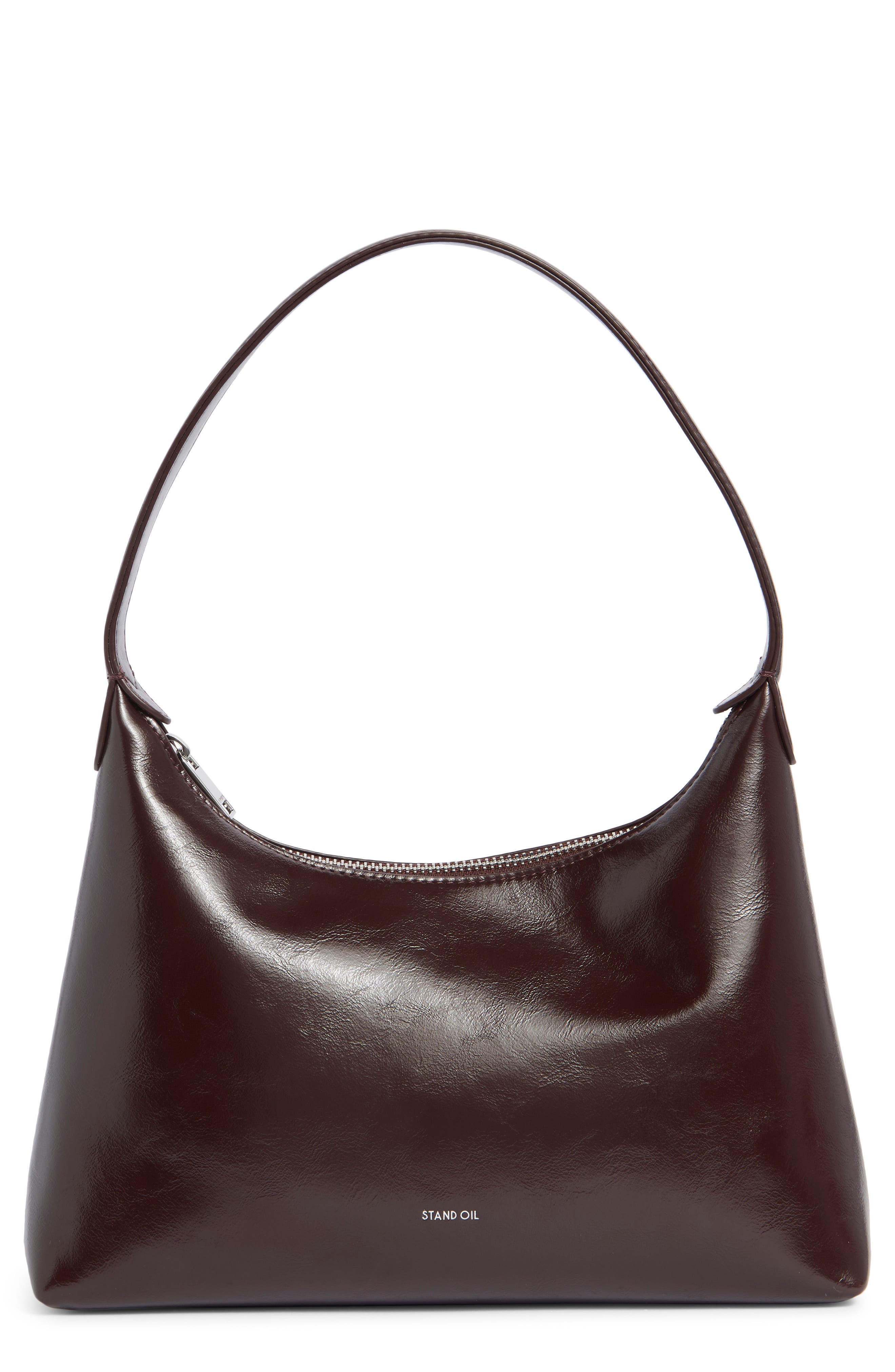 Stand Oil Plump Faux Leather Shoulder Bag in Marron 