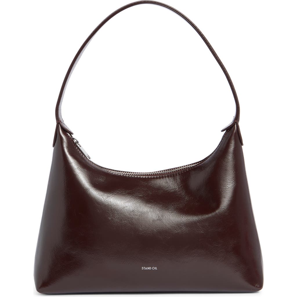 Stand Oil Plump Faux Leather Shoulder Bag In Brown