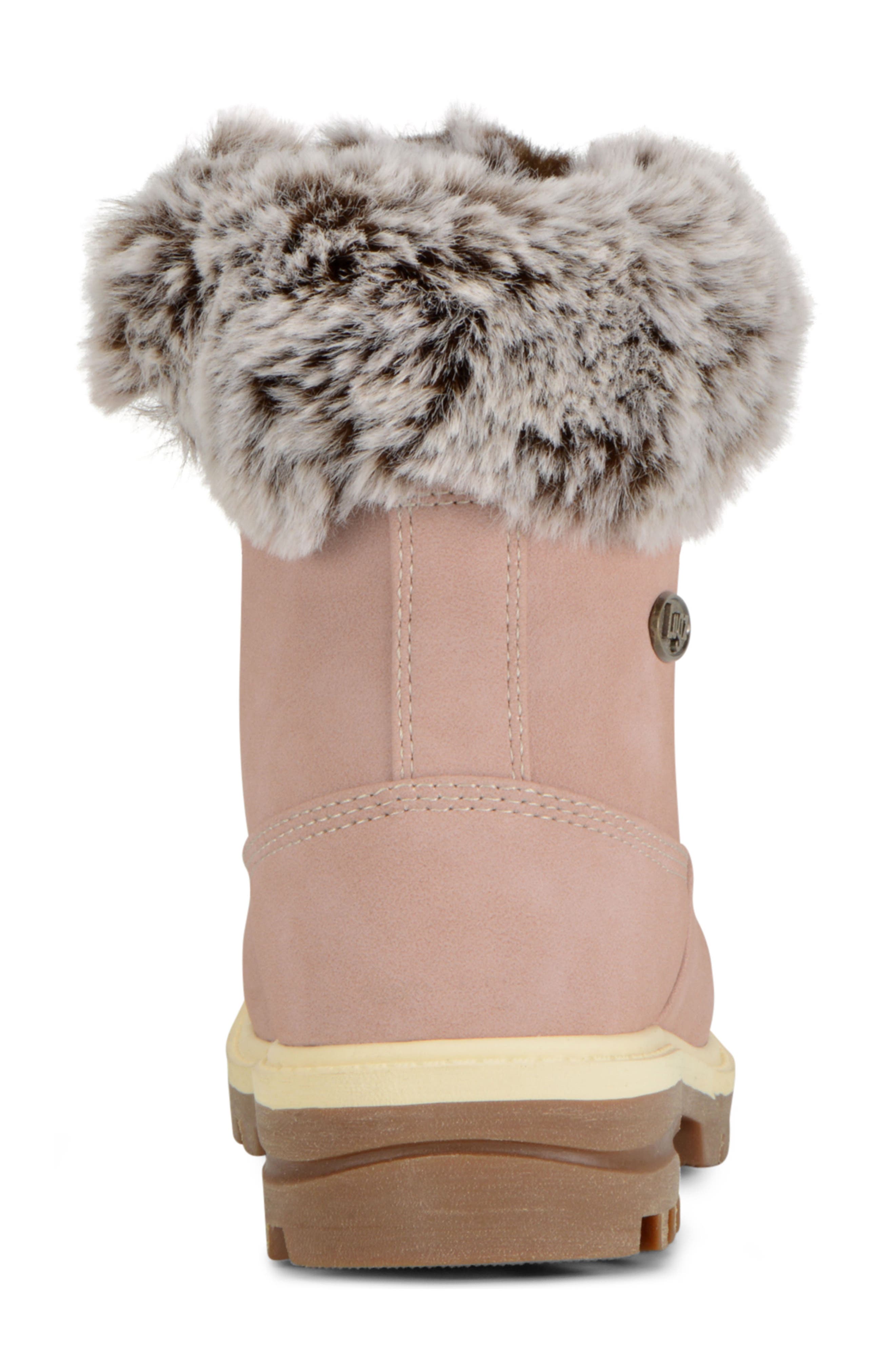 Empire High Faux Fur Lug Sole Boot, Alternate, color, SOFT PINK/ BONE/ GUM