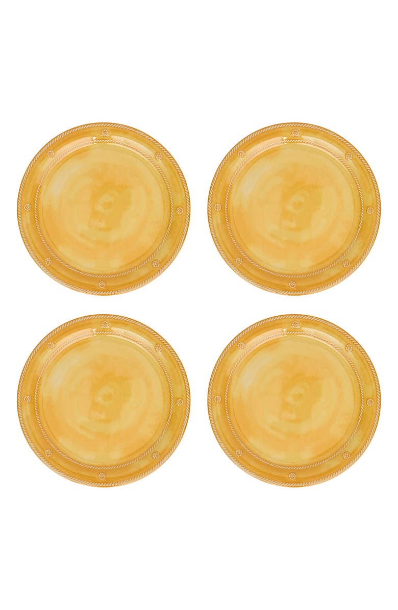 Juliska Berry & Thread Set of 4 Melamine Dinner Plates, Main, color, Sunshine
