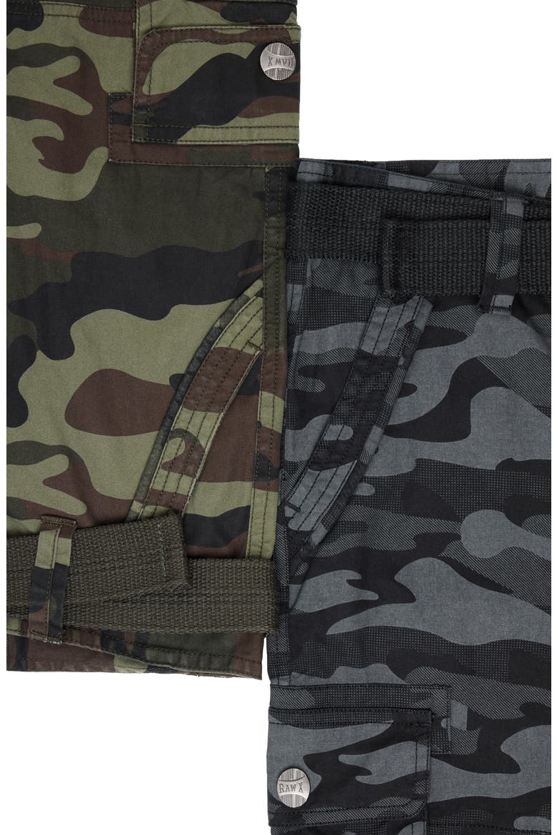 Kids' 2-Pack Belted Twill Cargo Shorts, Alternate, color, BLACK CAMO/ OLIVE CAMO