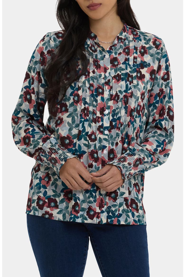 Pleated Peasant Blouse, Main, color, BLOOMING GROVE