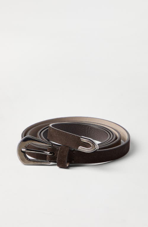 Brunello Cucinelli Suede Slim Western Belt In Multi