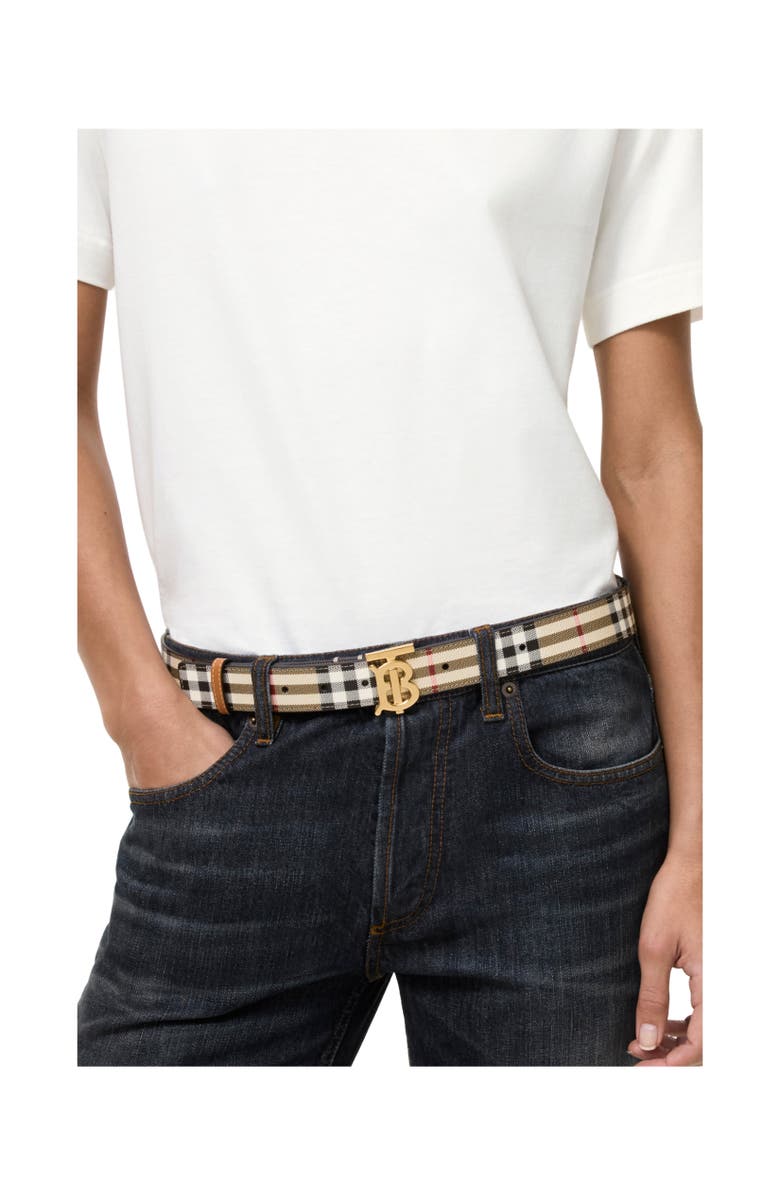 Burberry Check TB Belt, Alternate, color, Archive Beige/Light Gold