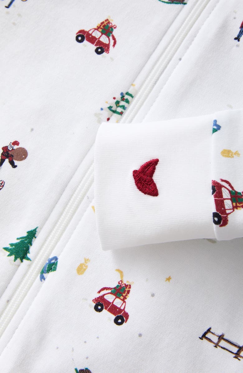 Petite Plume Holiday Town Fitted One-Piece Pima Cotton Pajamas, Alternate, color, White