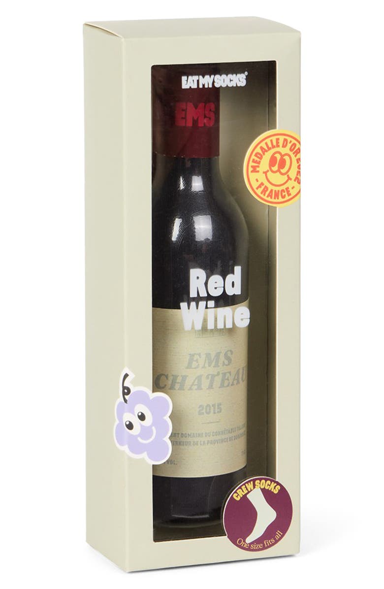 doiy Red Wine 3D Crew Socks, Alternate, color, Burgundy