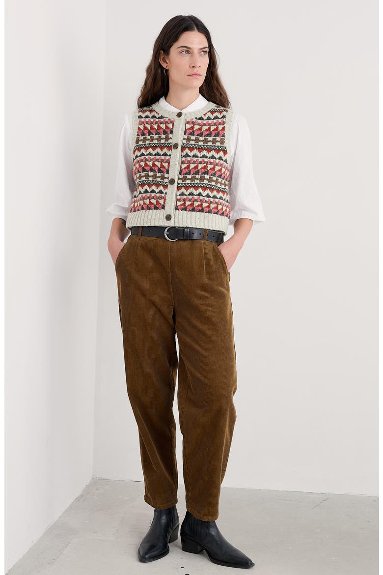 Dawson Pick Fair Isle Merino Wool Blend Sweater Vest, Alternate, color, KNIT ZIG ZAG GEO ARAN RED SAIL