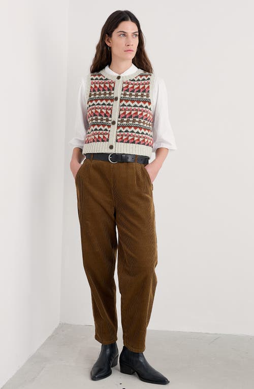 Seasalt Cornwall Dawson Pick Fair Isle Merino Wool Blend Sweater Vest In White