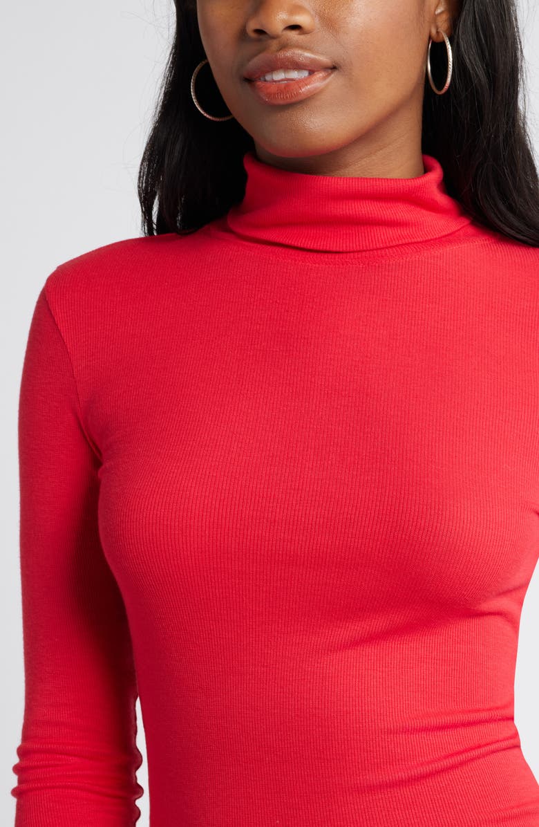 BP. Turtleneck Rib Top, Alternate, color, Red Lipstick