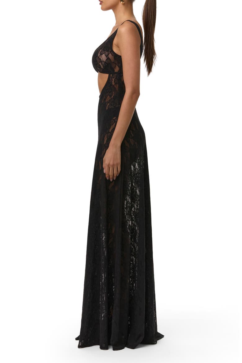 Lace Cutout Maxi Dress, Alternate, color, BLACK