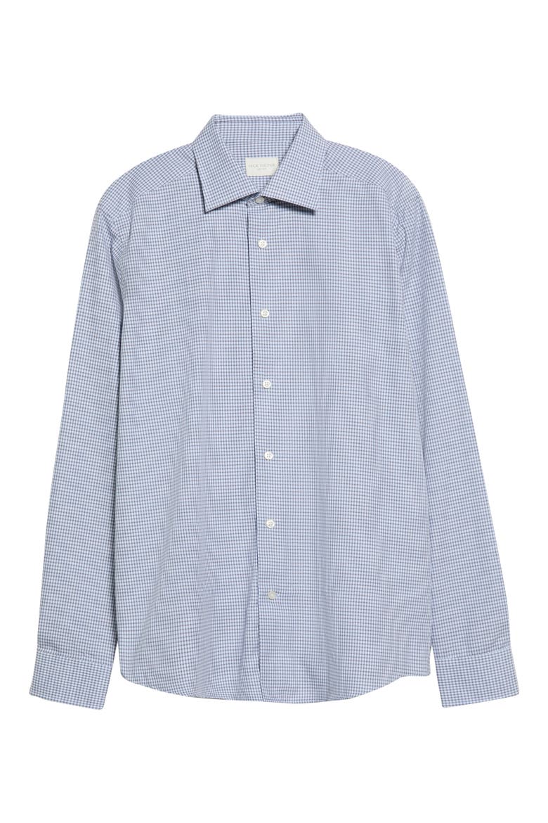 Edward Microcheck Cotton Button-Up Shirt, Alternate, color, TAN/BLUE