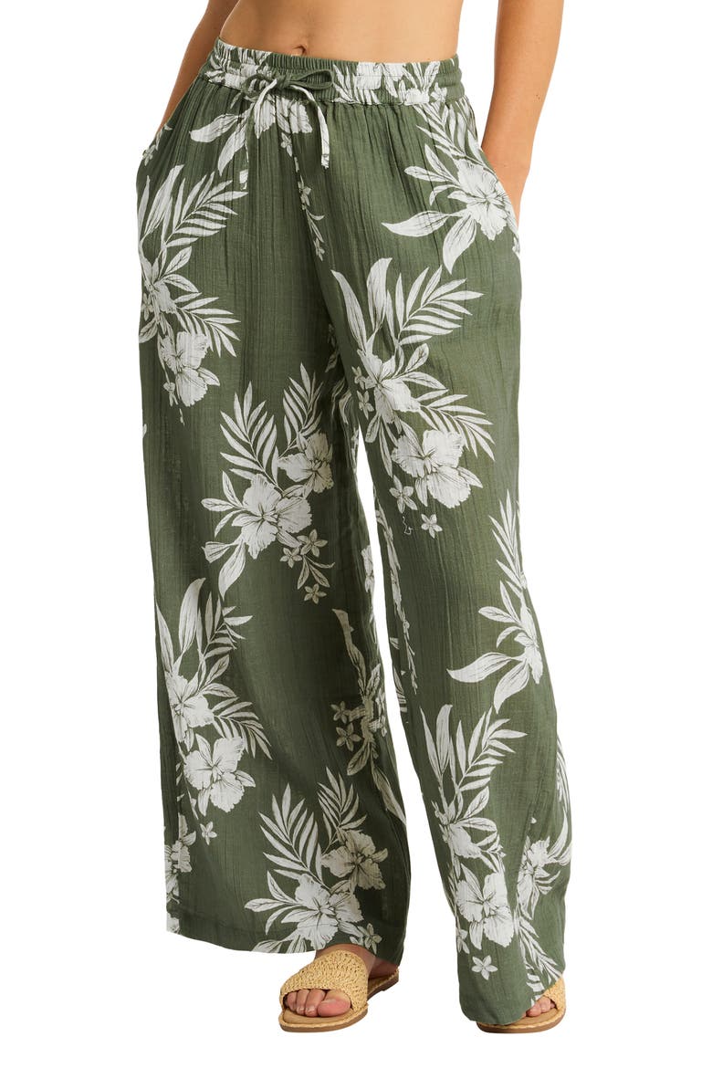 Aloha Wide Leg Cover-Up Pants, Main, color, KHAKI