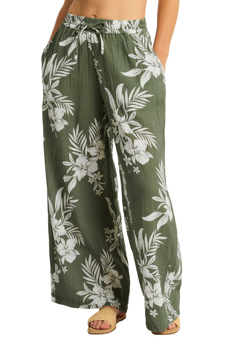 Sea Level Aloha Wide Leg Cover-Up Pants, Main, color, 