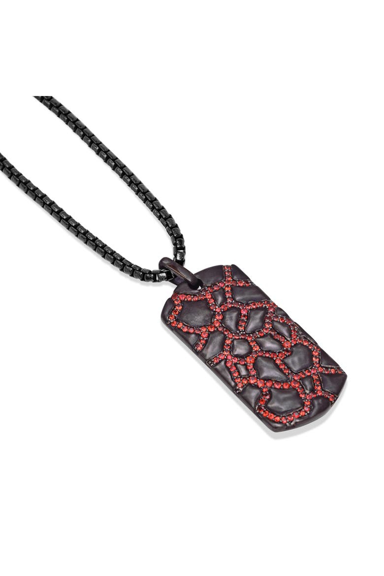 Fiery Ascent Silver & Garnets Tag Necklace, Alternate, color, Silver