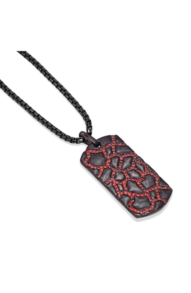 LuvMyJewelry Fiery Ascent Silver & Garnets Tag Necklace, Alternate, color, Silver