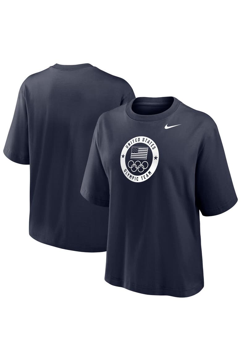 Women's Nike Navy Team USA Boxy T-Shirt, Main, color, Navy