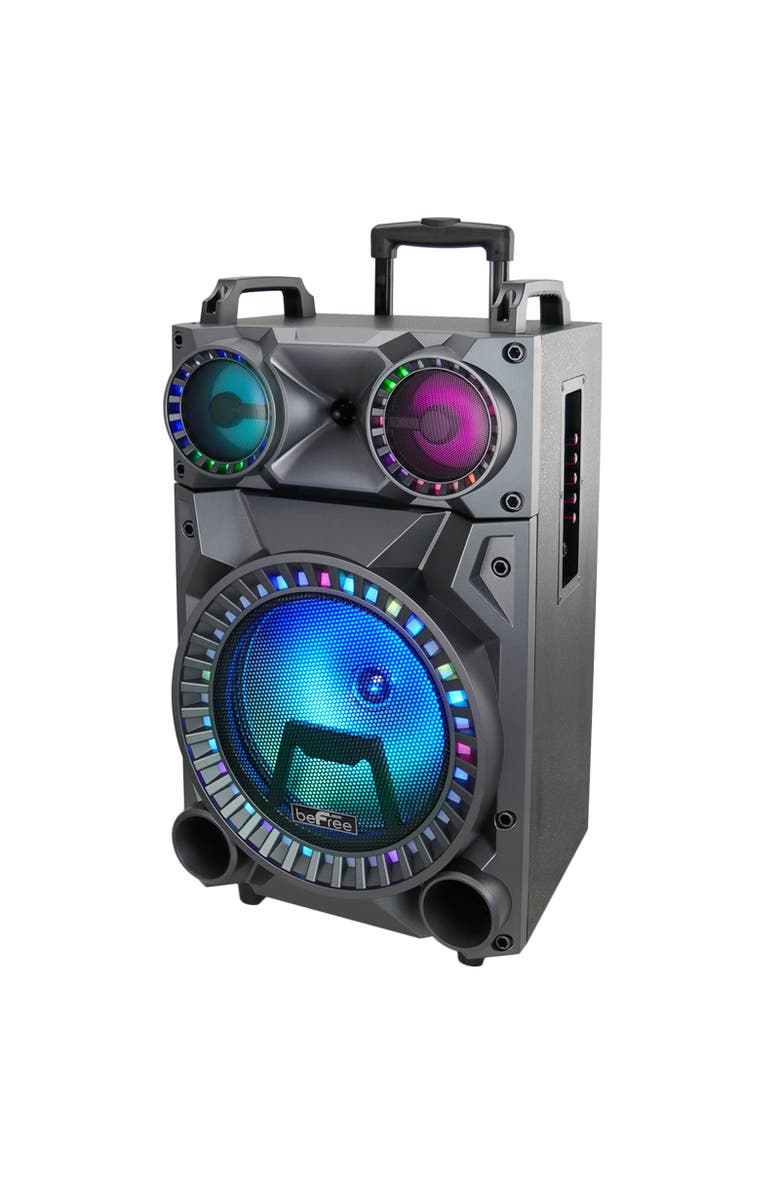 Befree Sound Rechargeable 12in Bluetooth Portable Party Speaker with Party Lights, Alternate, color, Grey