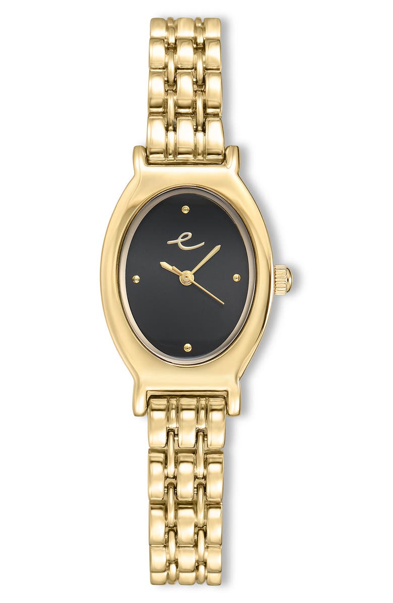 Ettika Classic Oval Dial Two-Tone Bracelet Watch, Main, color, Black And Gold