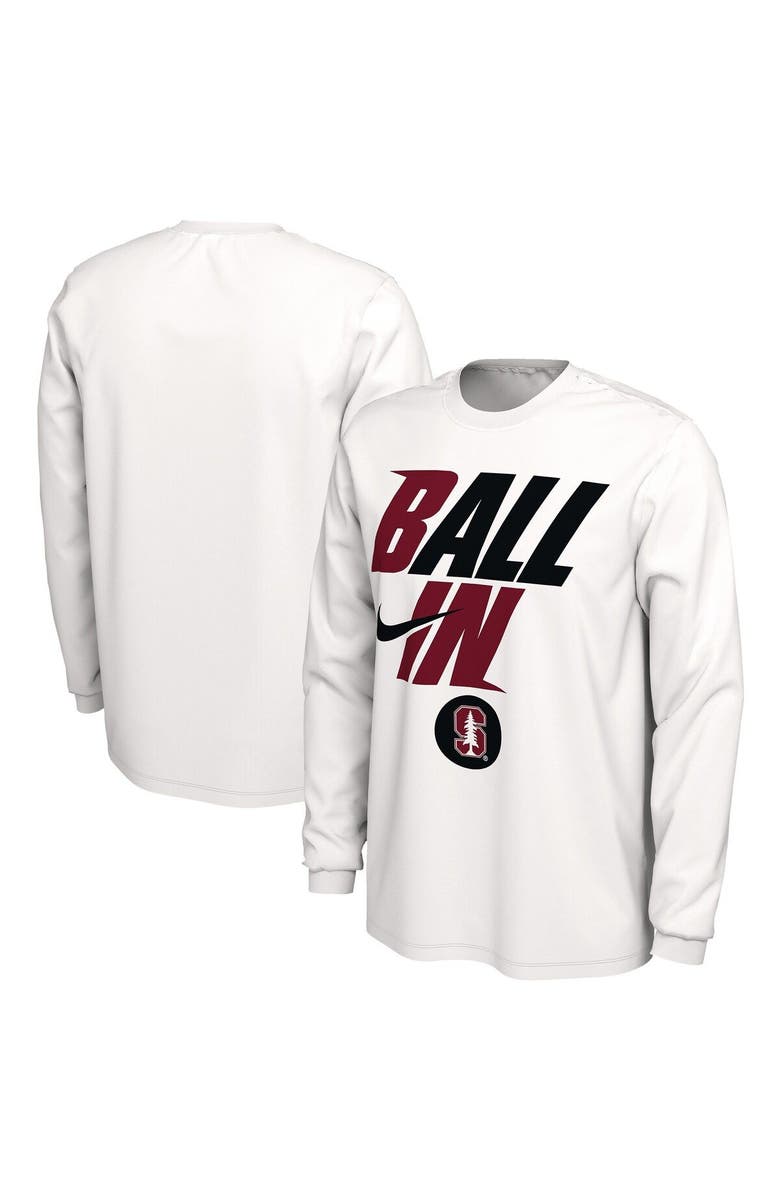 Nike Men's Nike White Stanford Cardinal Ball In Bench Long Sleeve T-Shirt, Main, color, 