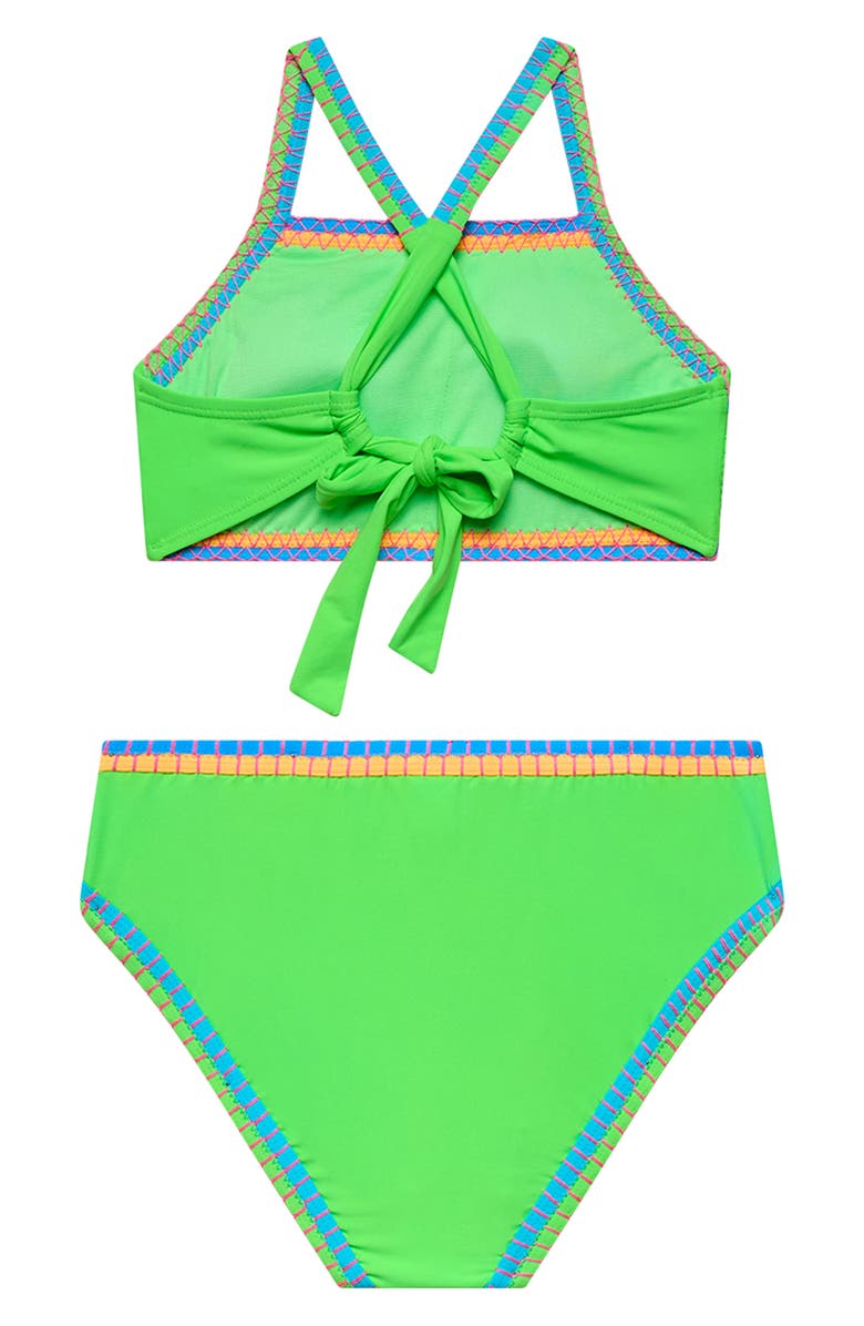 Beach Lingo Kids' Cross Back Embroidered Two-Piece Swimsuit, Alternate, color, 