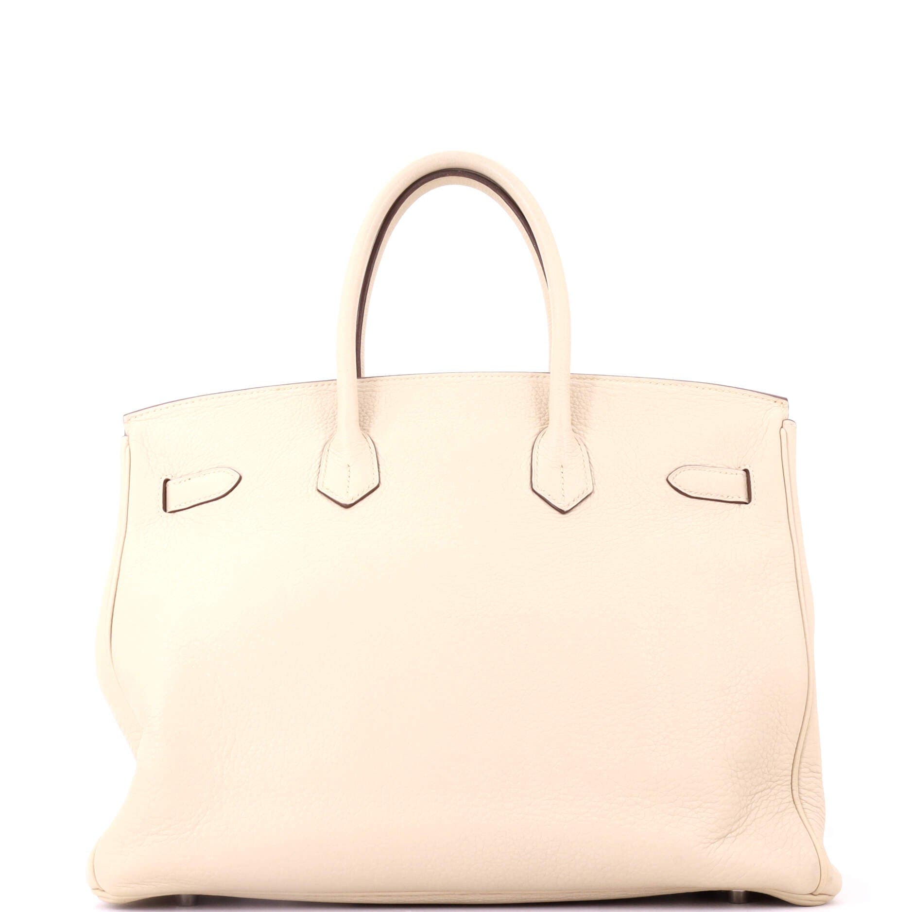 Pre-Owned Hermes Birkin Handbag Light Clemence with Palladium Hardware 35, Alternate, color, Parchemin