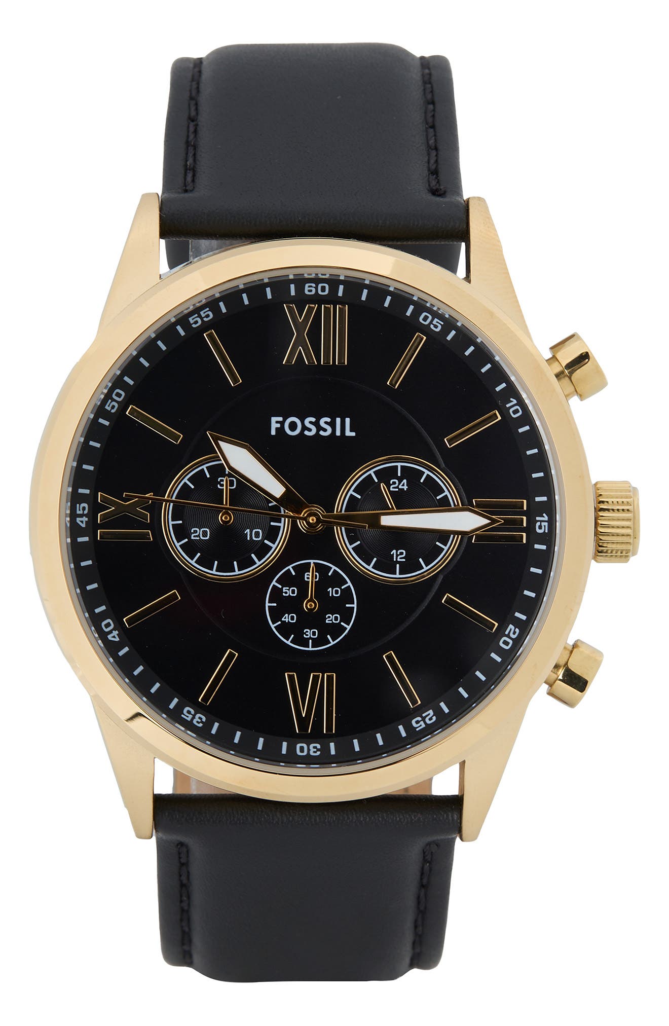 Fossil Flynn Leather Strap Chronograph Watch, 48mm