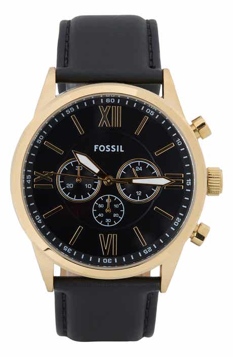 Fossil Flynn Leather Strap Chronograph Watch, 48mm