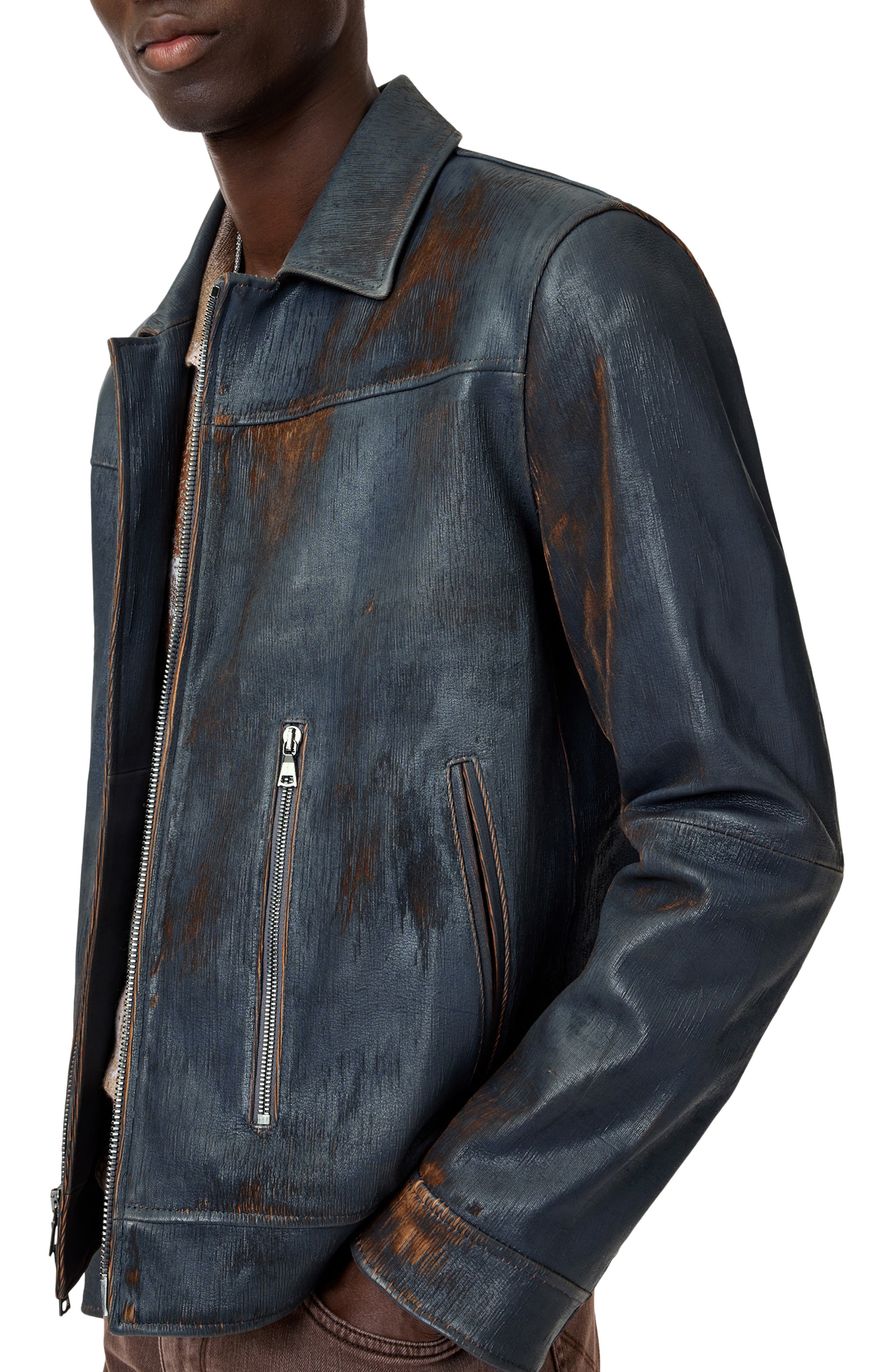Otis Distressed Leather Moto Jacket (Men) | Nordstrom