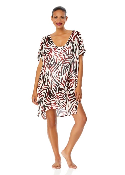 Anne Cole Tiger Dance Easy Tunic Swimsuit Cover Up In Tiger Dance