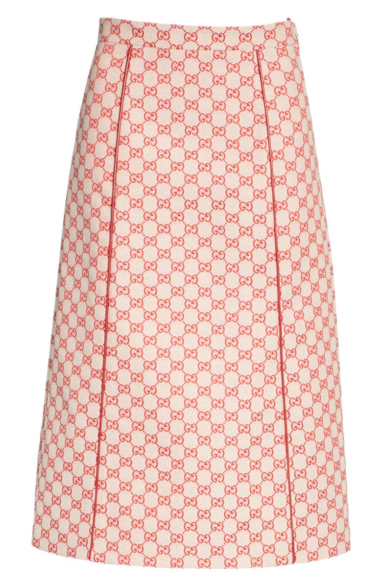 Gucci GG Print Canvas A-Line Skirt, Alternate, color, 