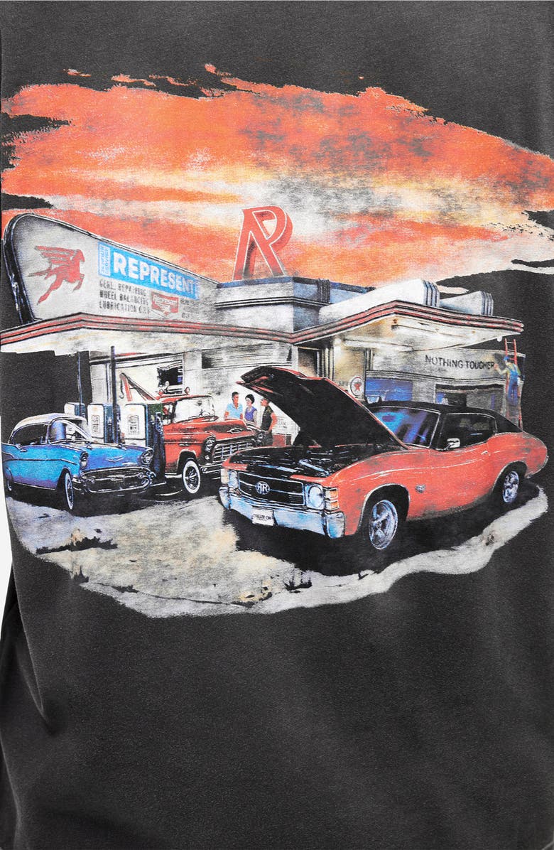 Represent 24-Hour Service Graphic T-Shirt, Alternate, color, Stained Black