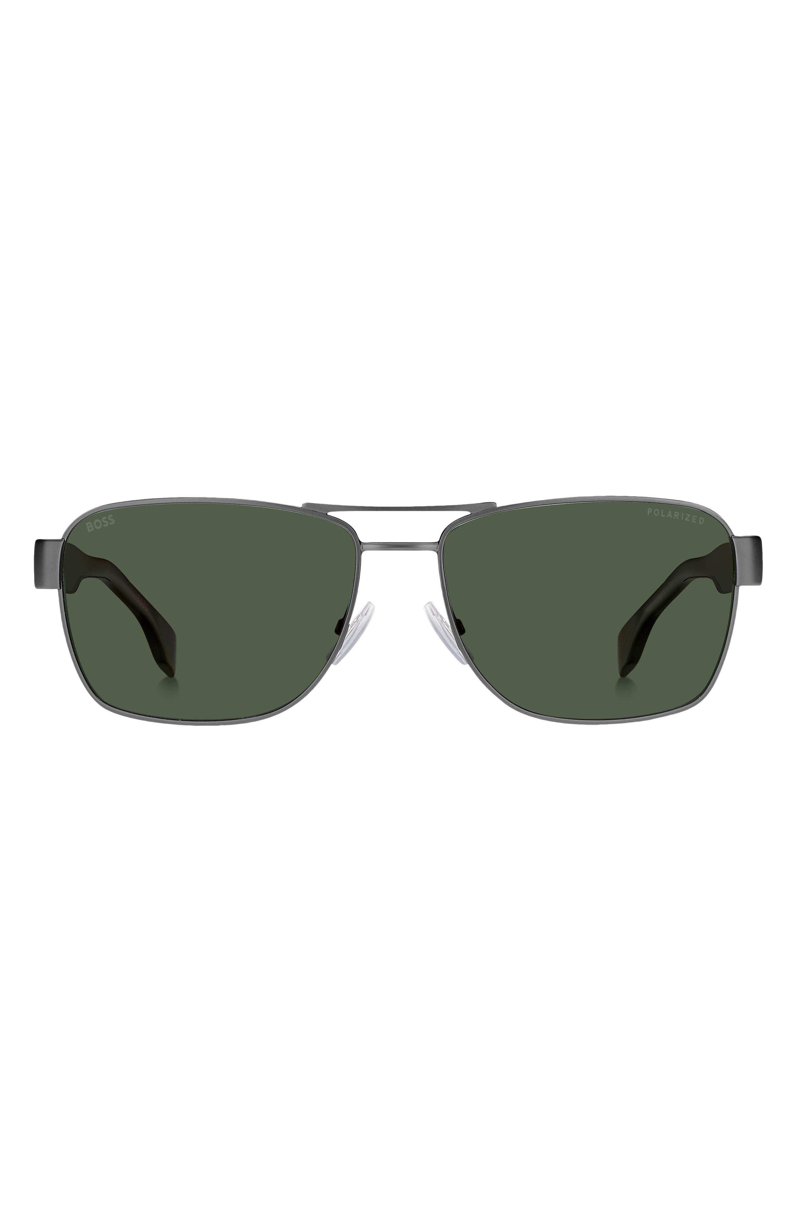BOSS 60mm Polarized Rectangular Sunglasses