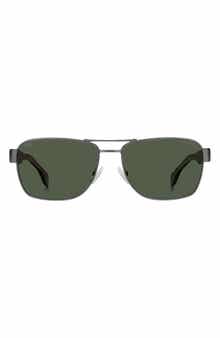 BOSS 60mm Polarized Rectangular Sunglasses