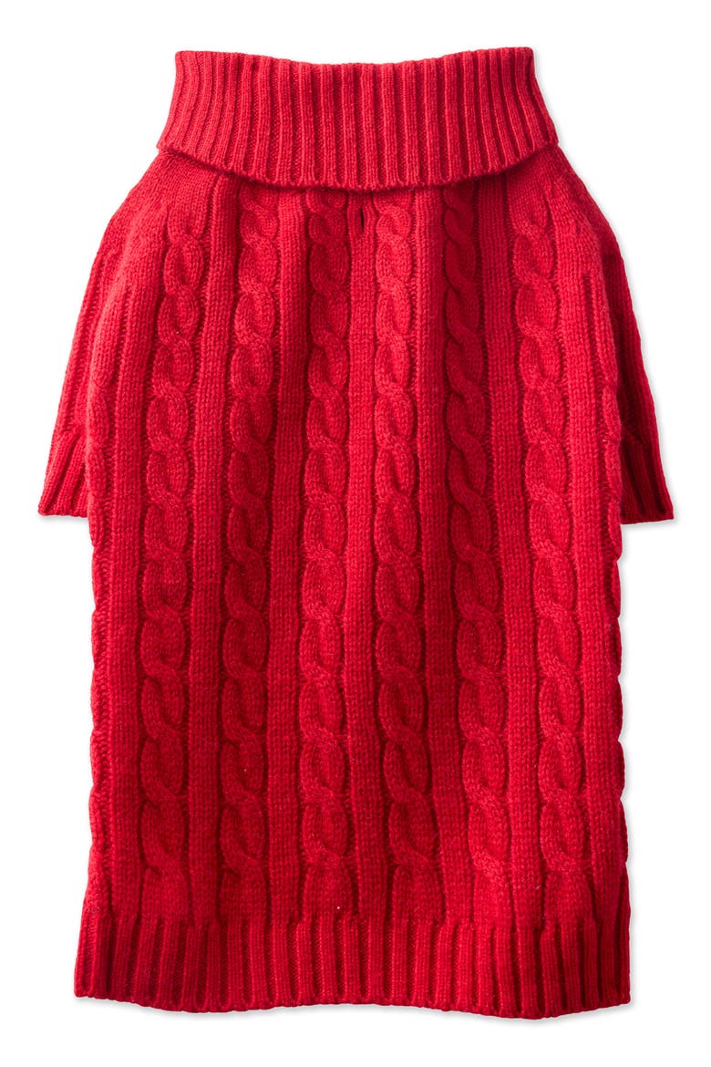 Gable Cable Knit Cashmere & Wool Pet Sweater, Alternate, color, REDDNU