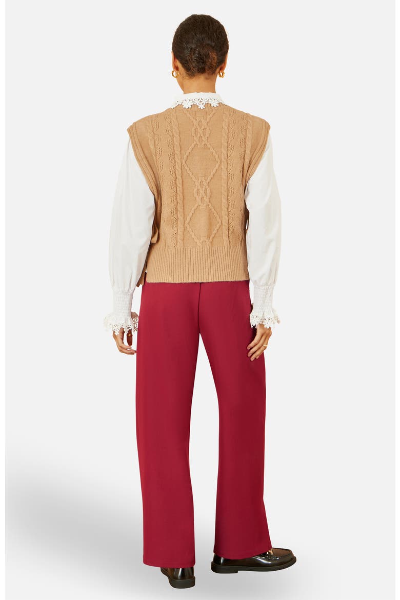 Wide Leg Trousers, Alternate, color, Burgundy
