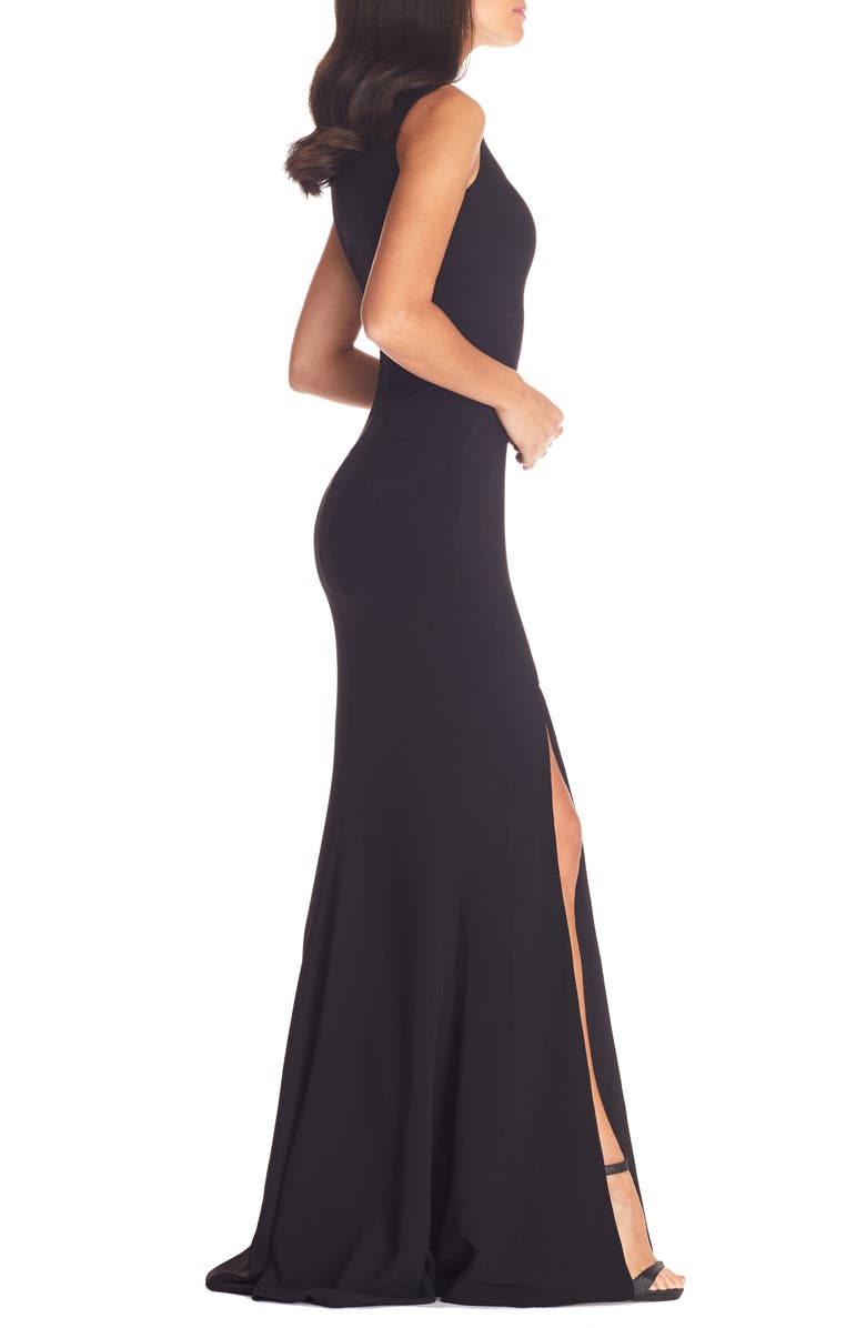 Dress the Population Monroe Side Slit Gown, Alternate, color, Black