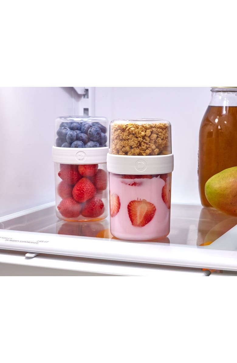 iDesign Medium Stack 'n Snack Food Containers - Set of 4 - Clear/White, Alternate, color, Clear