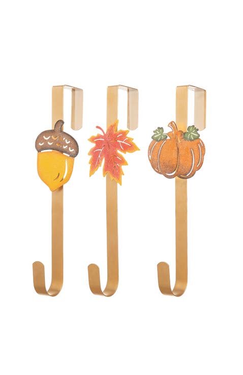 Set of 3 Fall Metal Glitter Wreath Hangers