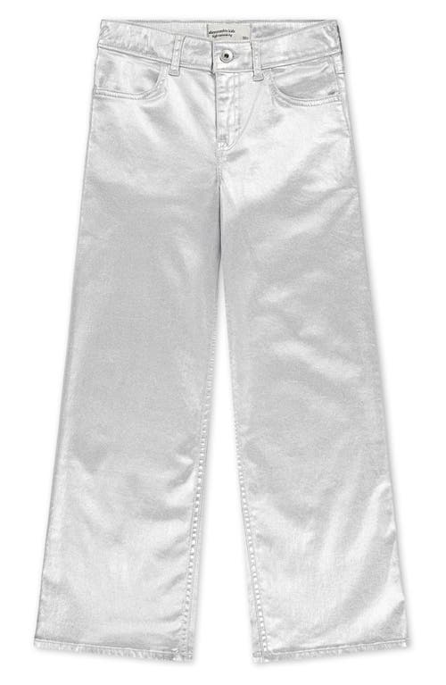Abercrombie Kids Kids' Shine High Rise Wide Leg Jeans In Silver