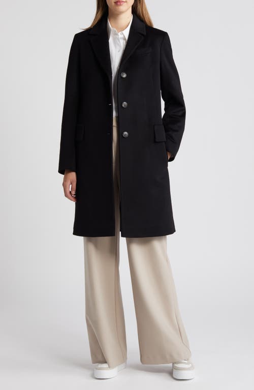 Fleurette Notch Collar Wool Coat In Black