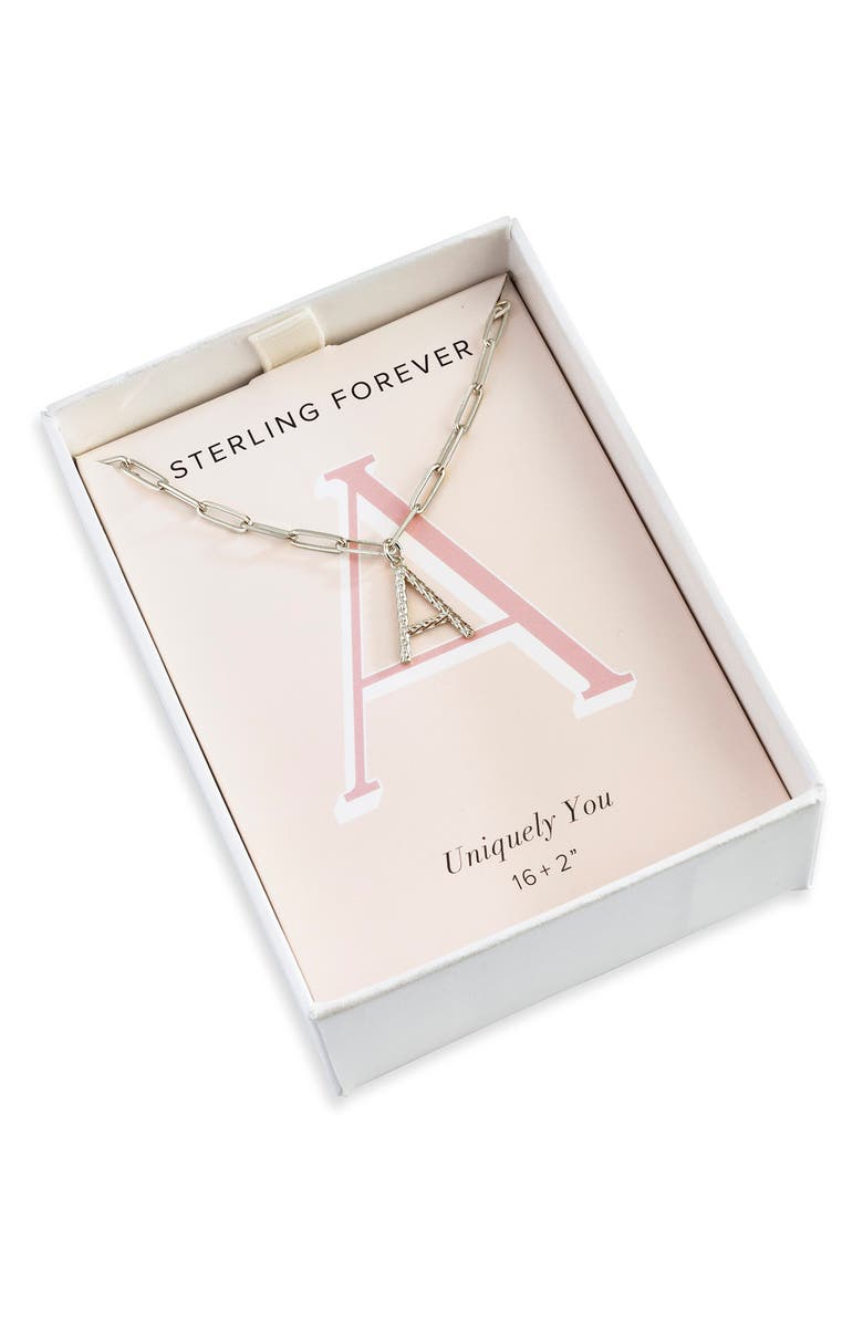 Sterling Forever Rhodium Plated Braided Initial Pendant Necklace, Alternate, color, 