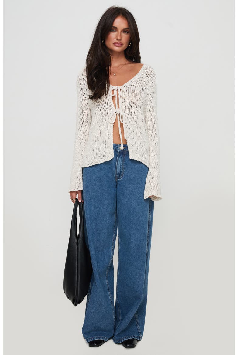 Swain Tie Front Cardigan, Alternate, color, CREAM