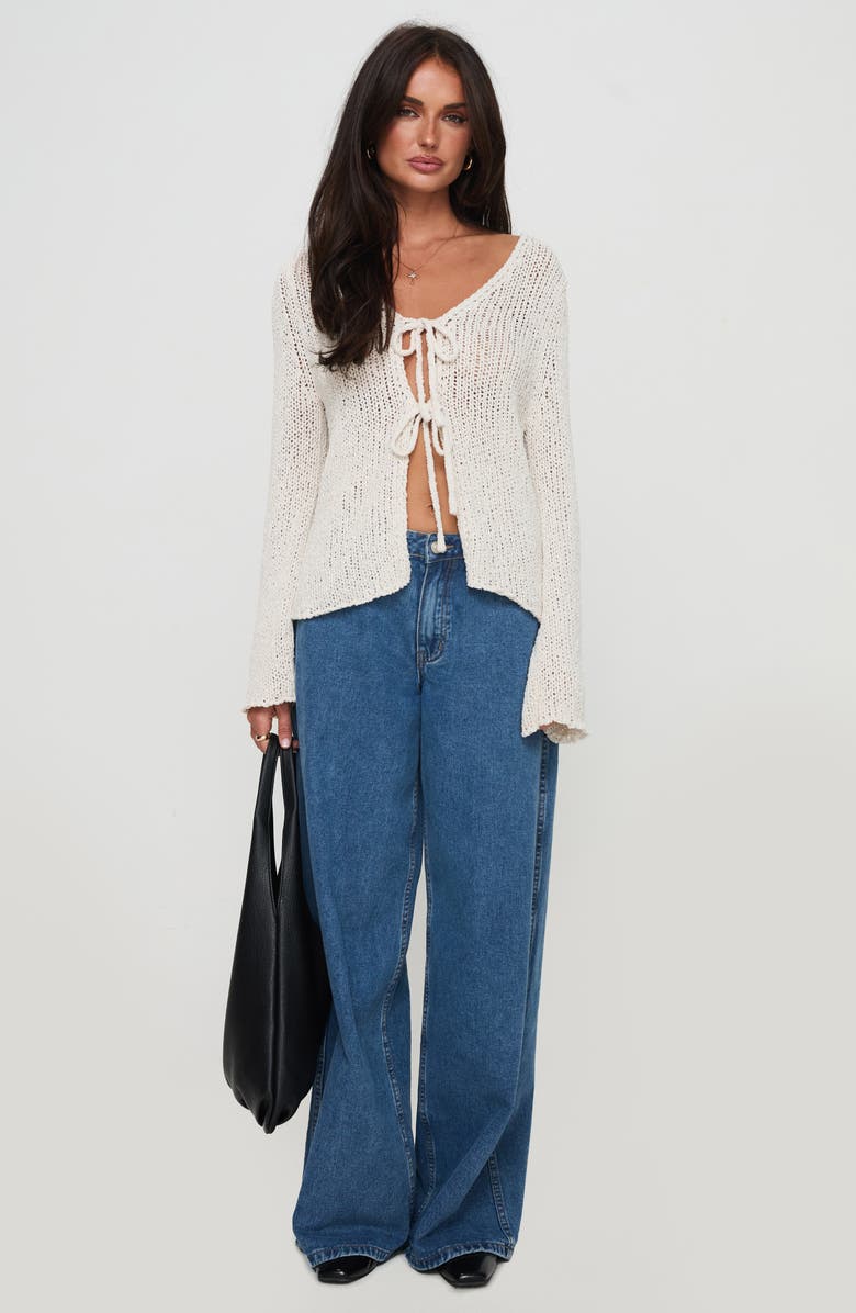 Princess Polly Swain Tie Front Cardigan, Alternate, color, Cream