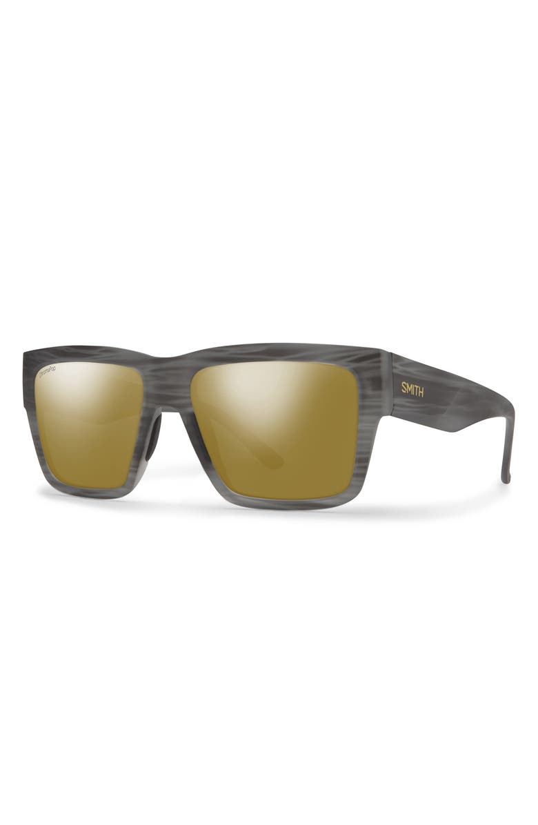 Smith Lineup 58mm ChromaPop<sup>™</sup> Polarized Rectangular Sunglasses, Alternate, color, Matte Gray Horn / Bronze