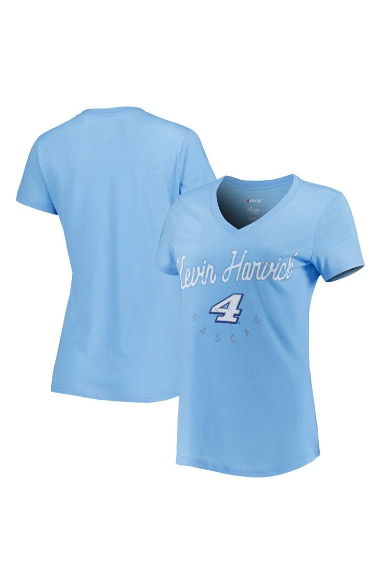 G-III 4HER BY CARL BANKS Women's G-III 4Her by Carl Banks Light Blue Kevin Harvick Bump & Run V-Neck T-Shirt, Main, color, 