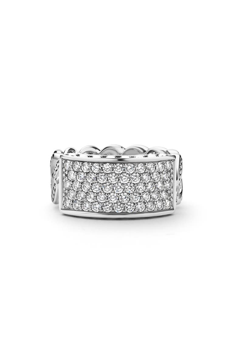 LAGOS Men's Pavé Diamond Curb Link Ring, Alternate, color, Silver